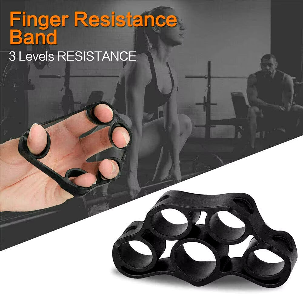 4Pack Finger Hand Grip Strength Set Trainer Gripper Ring Strengthener Adjustable Gym Therapy Forearm Trainer Exerciser Black