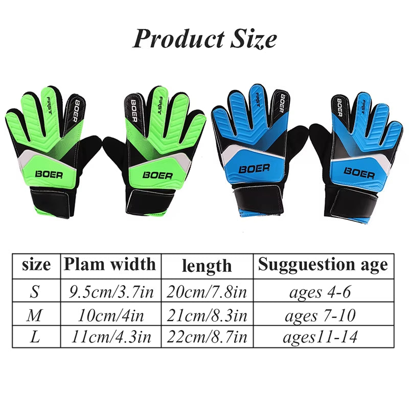 1Pair Children Anti-Slip Gloves Professional Soccer Goalkeeper Gloves Finger Protection Thickened Latex Football Gloves for Kids