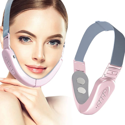 Double Chin Reducer Machine, Electric Face Lift Device, Portable V-Face Shaping Massager, Pink