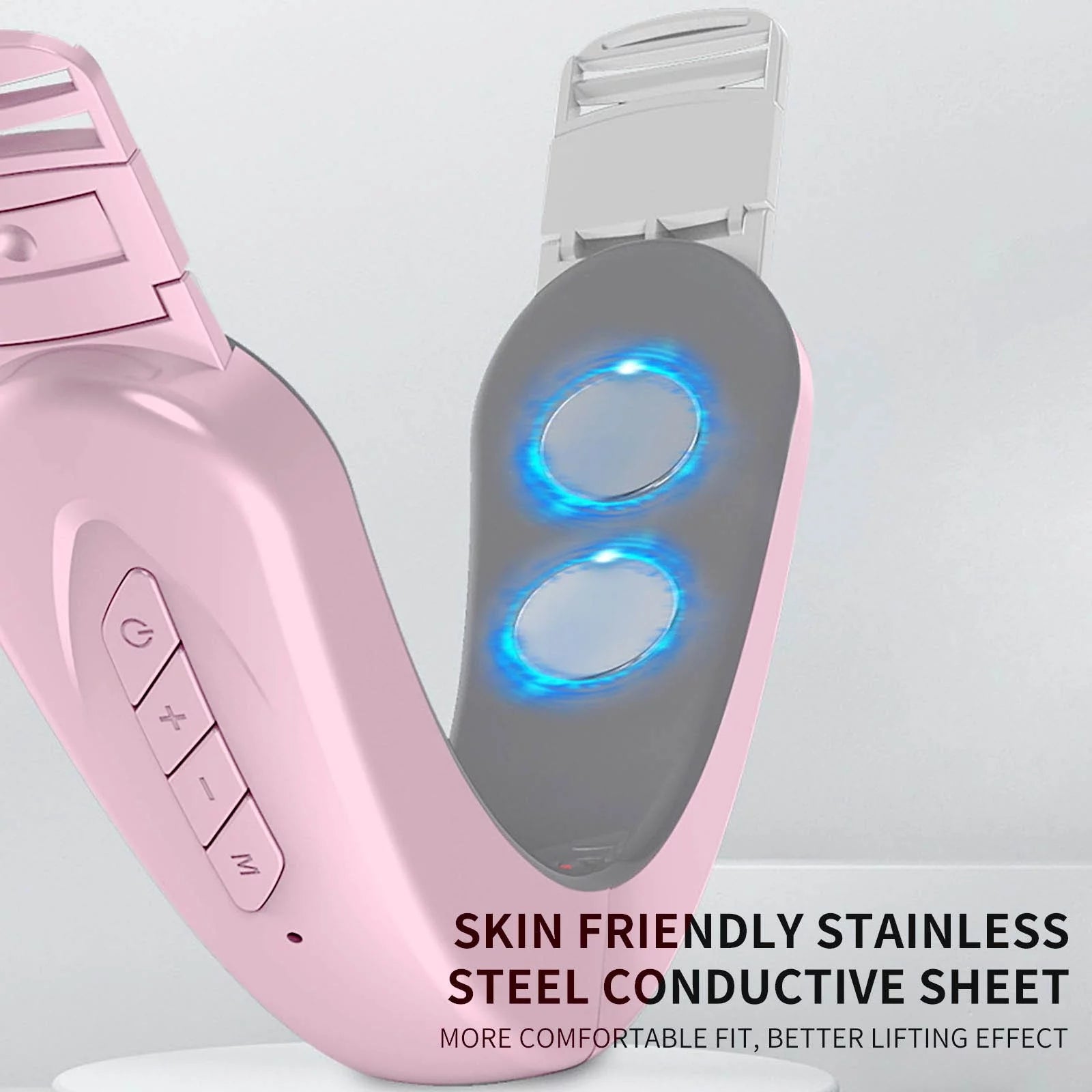 Double Chin Reducer Machine, Electric Face Lift Device, Portable V-Face Shaping Massager, Pink